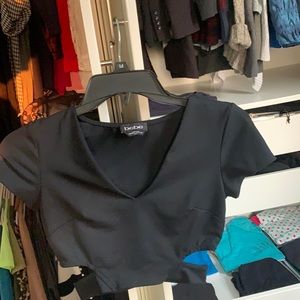 Bebe black crop top w cutout